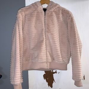 Light pink crop top coat.